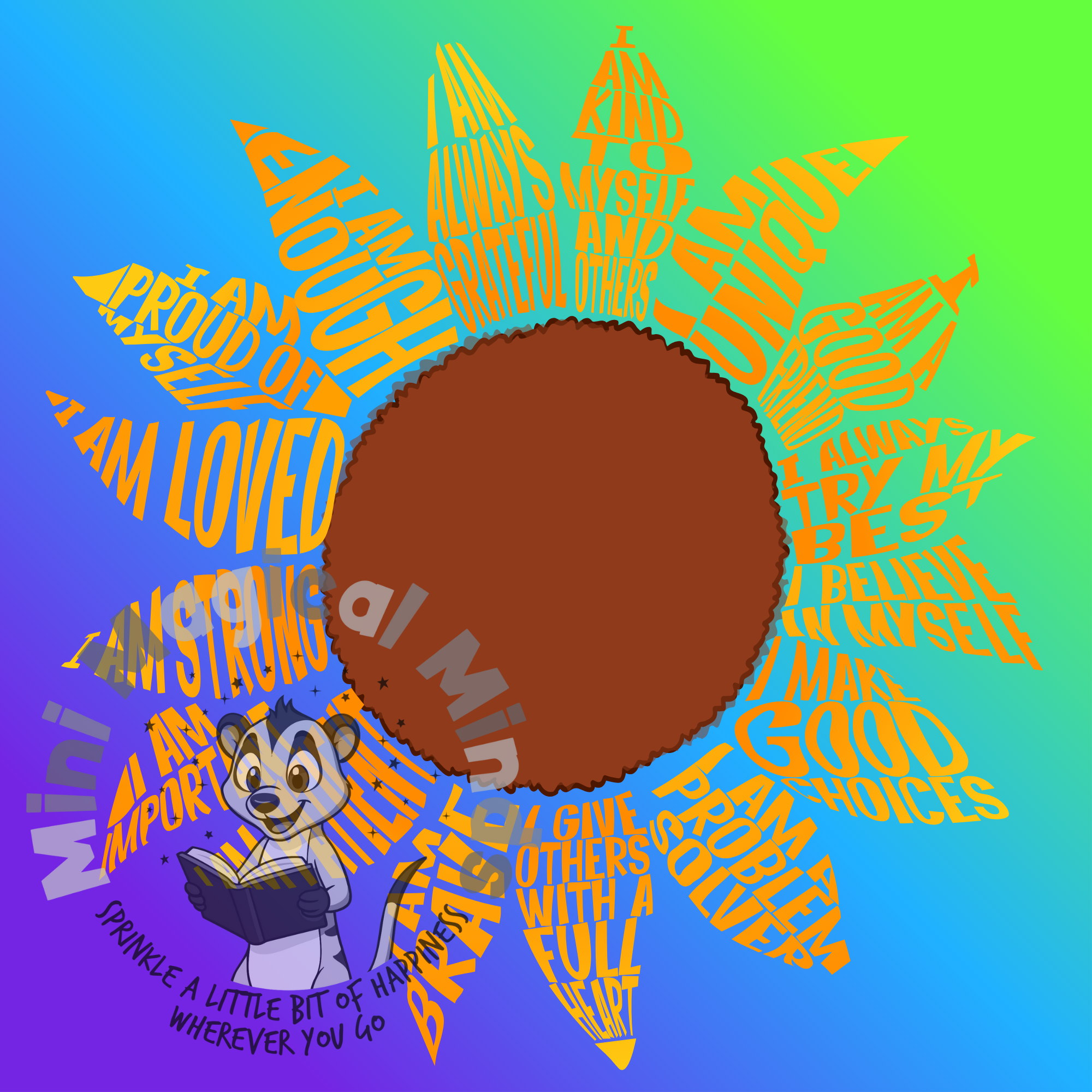 Sunflower Positive Affirmation Image. PDF Print.