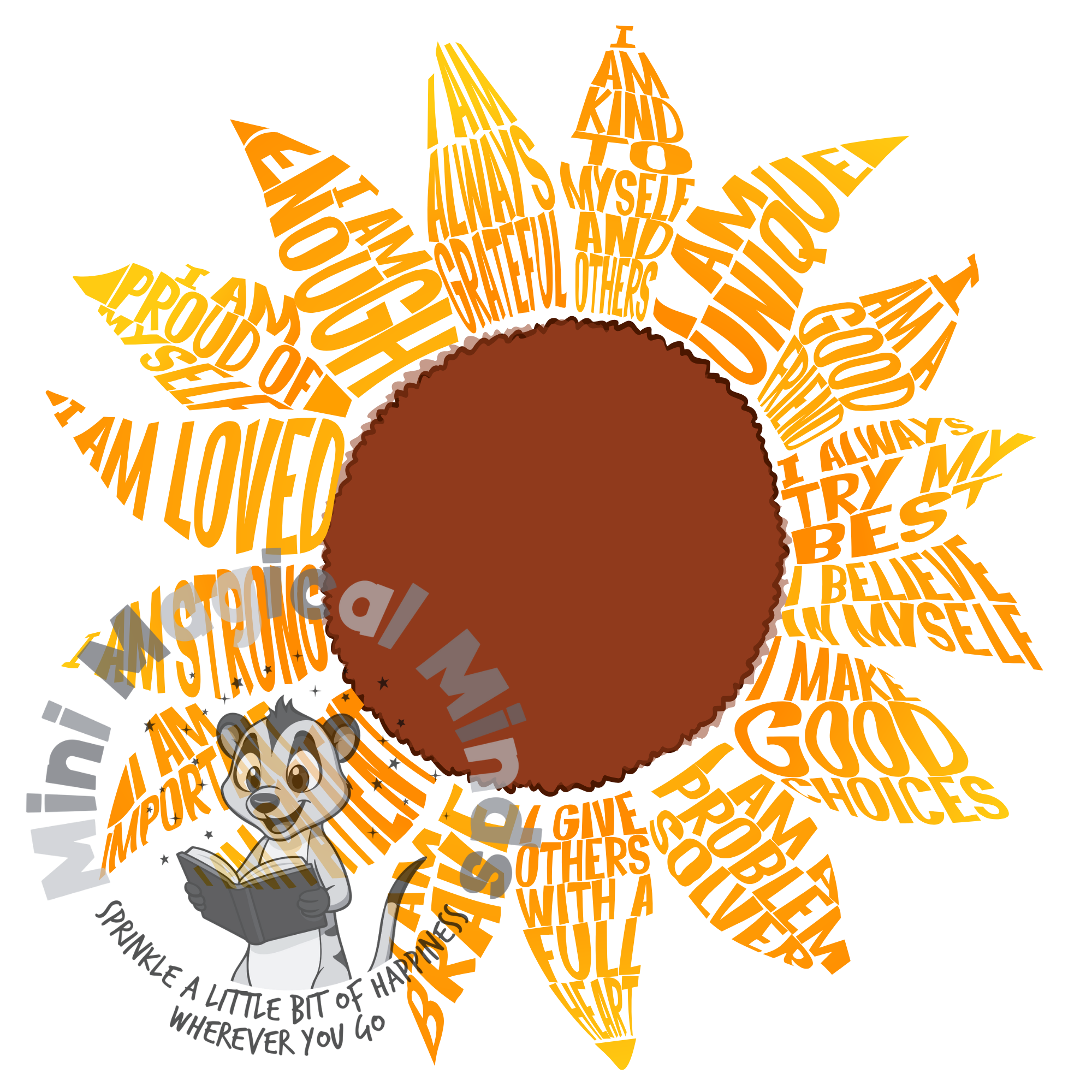 Sunflower Positive Affirmation Image. PDF Print.